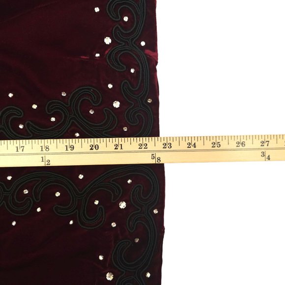 Jeri New York Velvet Jacket Blazer Womens 8 Burgundy Rhinestones Long Sleeve - Picture 6 of 16